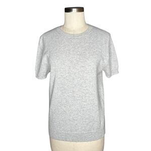 VINCE Gray Wool Blend Cashmere Short Sleeve Crew Neck Knit Sweater Size Large